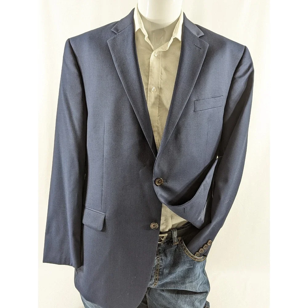 Ralph Lauren Mens Blazer Sport Coat Two Button Jacket Crosshatch Wool 42R Casual